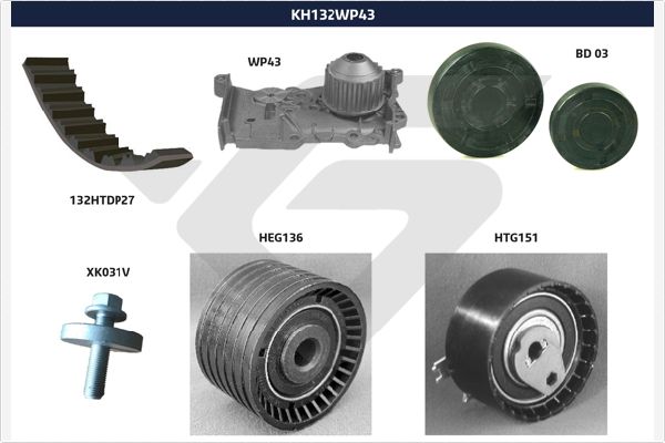 Picture of HUTCHINSON - KH 132WP43 - Water Pump & Timing Belt Set (Cooling System)